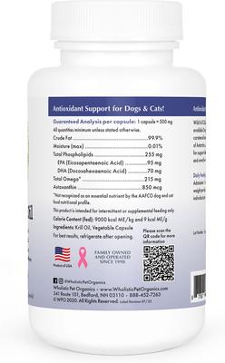 Show full view: Wholistic Pet Organics Krill Oil Capsules Supplement for Dogs & Cats, 200 count slide 3 of 5