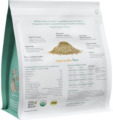 Show full view: Wholistic Pet Organics Organic Canine Complete Pumpkin Enhanced Powder Daily Multivitamin for Dogs, 4-lb pouch slide 5 of 11
