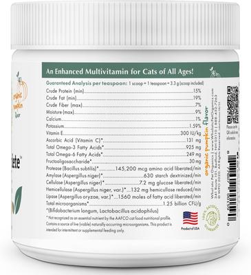 Show full view: Wholistic Pet Organics Organic Feline Complete Pumpkin Enhanced Powder Daily Multivitamin for Cats, 8-oz jar slide 4 of 10