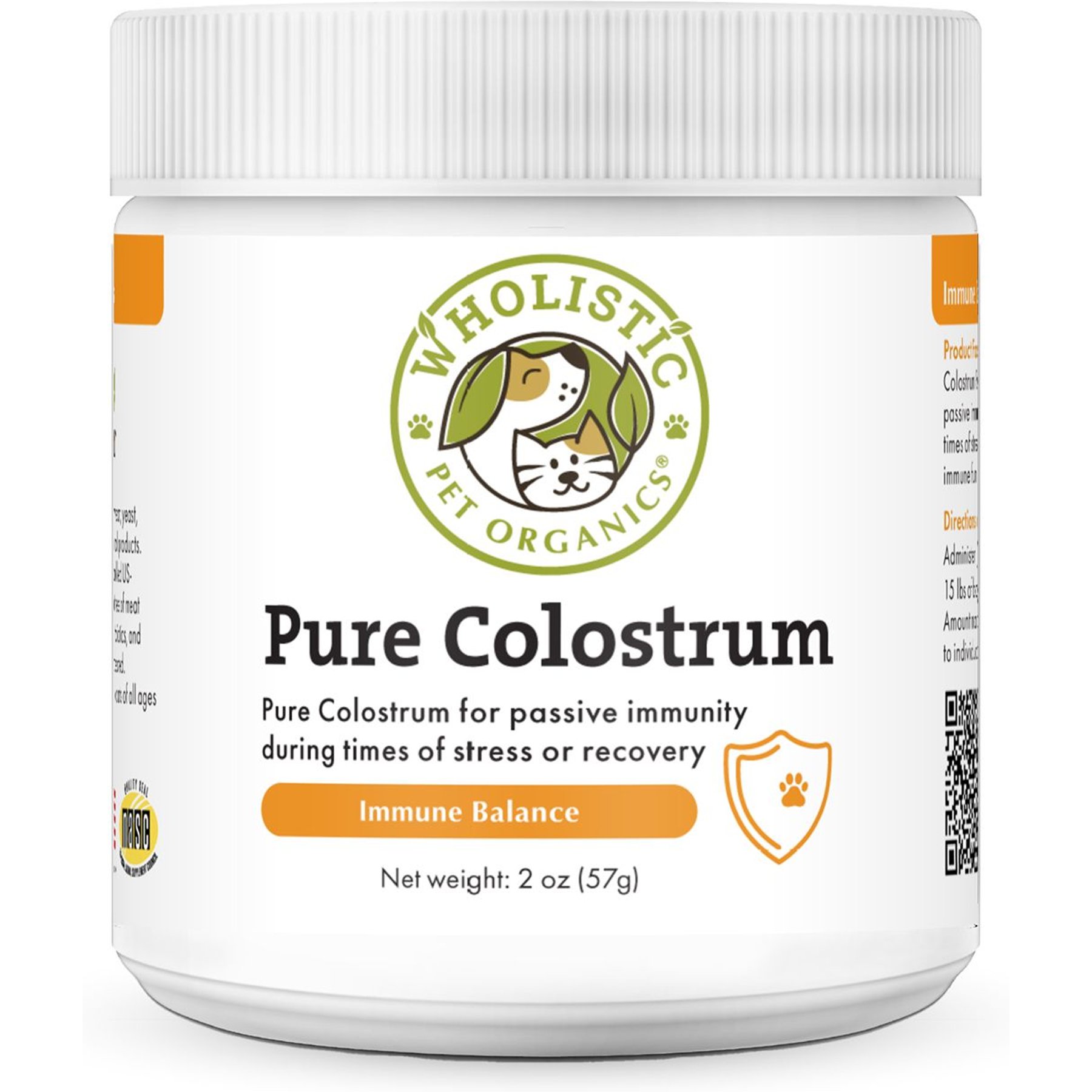 Wholistic Pet Organics Pure Colostrum Immune Balance Dog & Cat, 2-oz jar