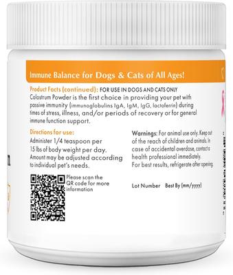 Show full view: Wholistic Pet Organics Pure Colostrum Immune Balance Dog & Cat, 2-oz jar slide 4 of 7