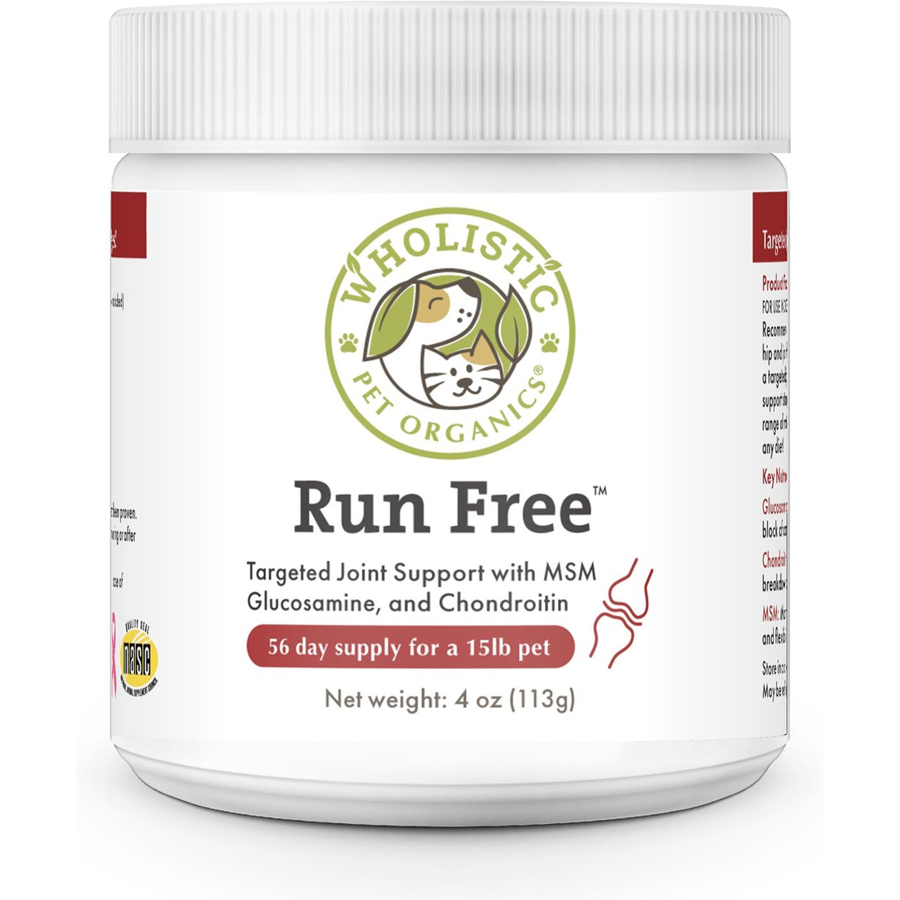 Wholistic Pet Organics Run Free Dog & Cat, 4-oz bottle