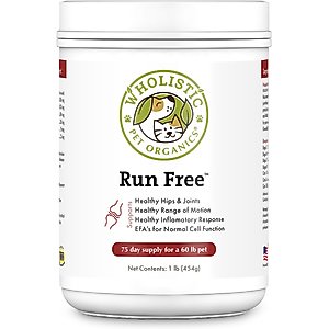 Wholistic Pet Organics Run Free Powder Supplement for Dogs & Cats, 1-lb jar