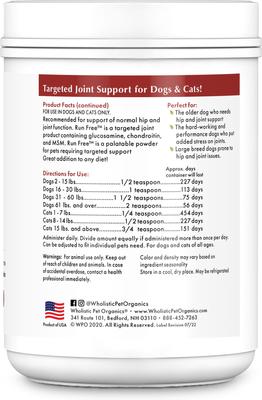 Show full view: Wholistic Pet Organics Run Free Powder Supplement for Dogs & Cats, 1-lb jar slide 3 of 4