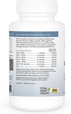 Show full view: Wholistic Pet Organics Wild Salmon Oil Dog & Cat Supplement, 100 count slide 3 of 5