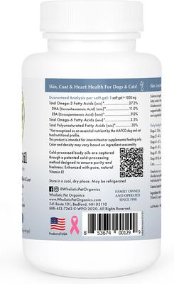 Show full view: Wholistic Pet Organics Wild Salmon Oil Dog & Cat Supplement, 100 count slide 4 of 5