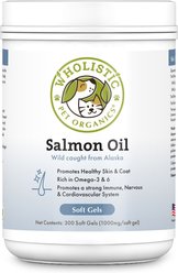 Wholistic Pet Organics Wild Salmon Oil Gel Capsule Supplement for Dogs & Cats, 300 count