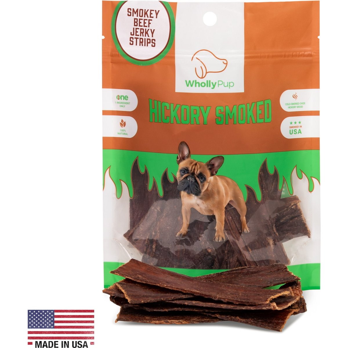 Wholly Pup Smoked Beef Jerky Strips 12-inch Dog Treats, 8 count