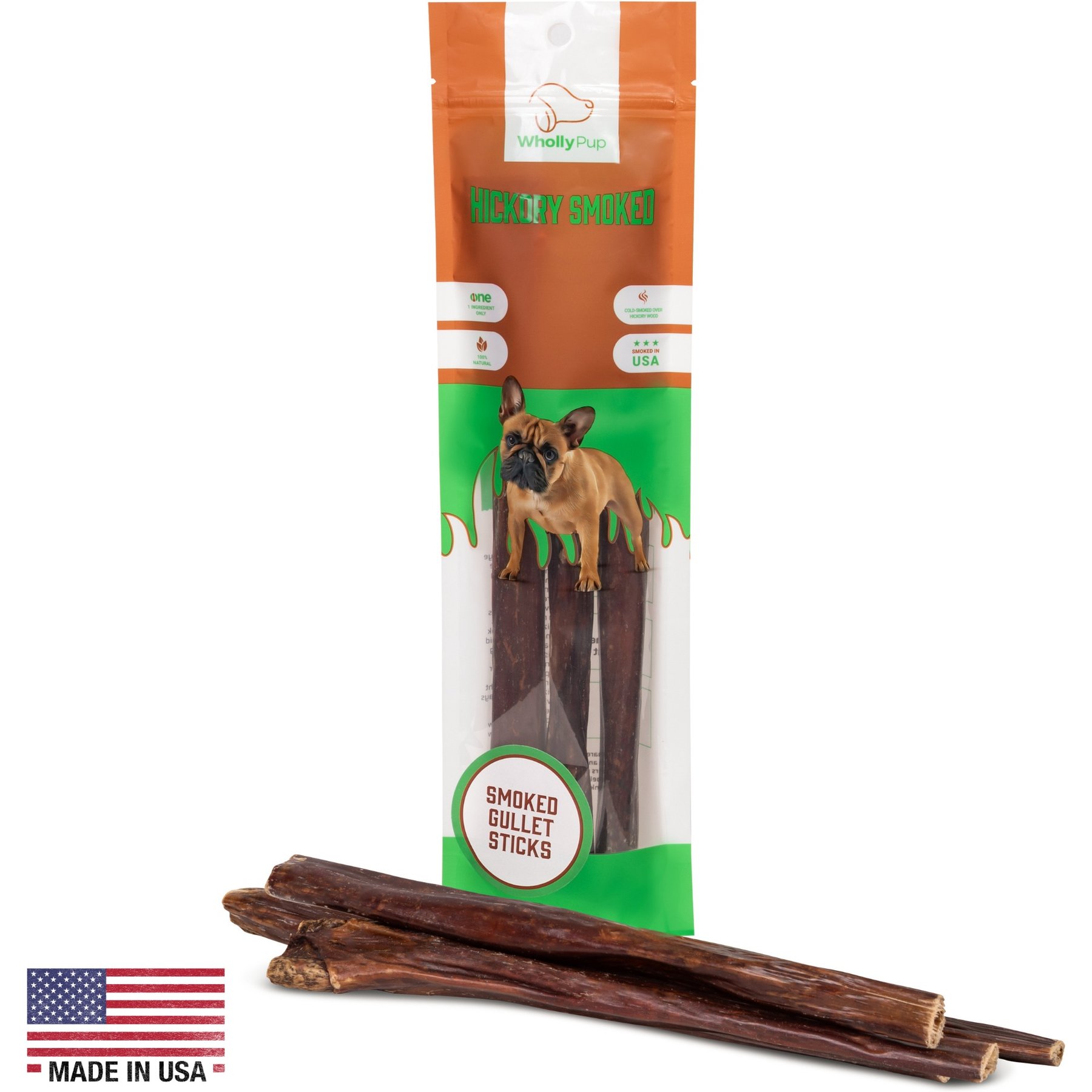 Wholly Pup Smoked Gullet Sticks 6-inch Dog Treats, 4 count