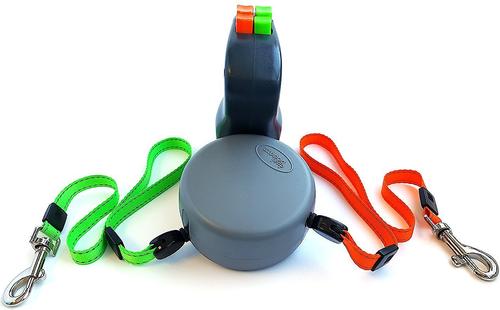 Show full view: Wigzi Dual Doggie Retractable Dog Leash, Green/Orange, 10-ft long slide 2 of 8