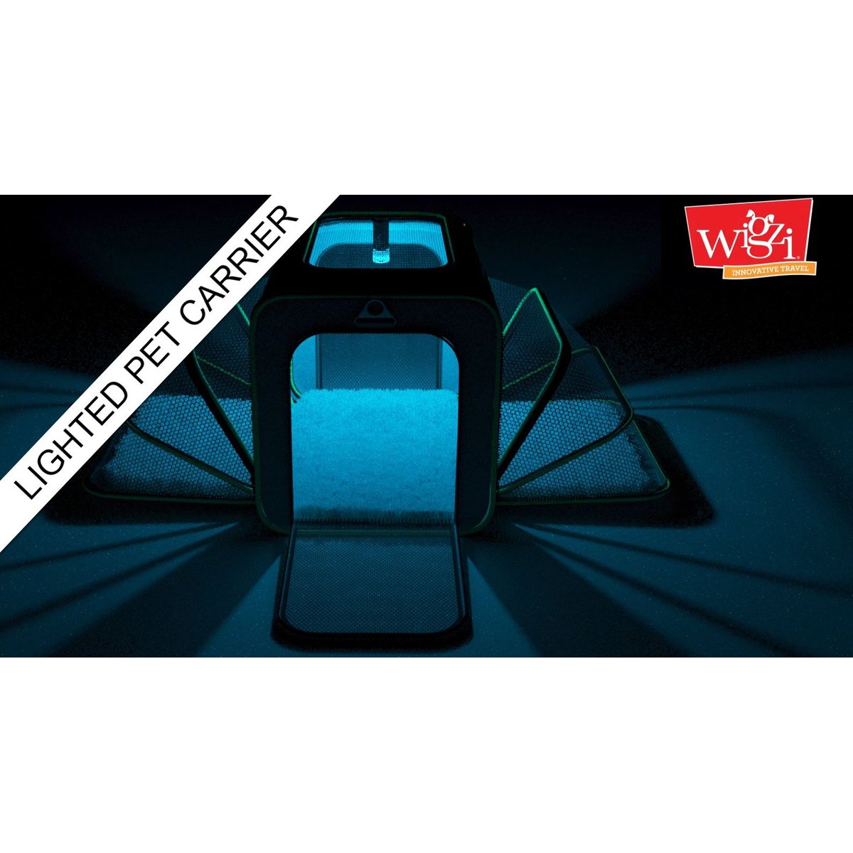 Wigzi "Lighted LED" Expandable Dog & Cat Travel Carrier, Gray, Small