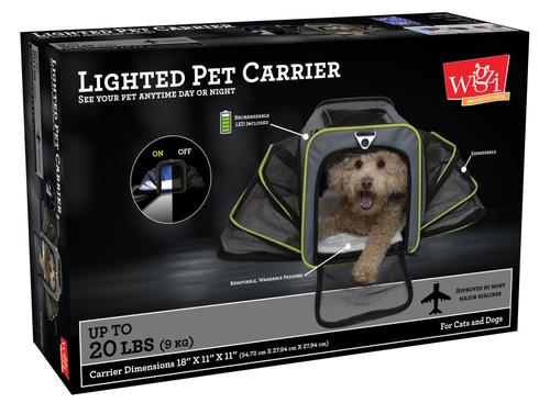 Show full view: Wigzi "Lighted LED" Expandable Dog & Cat Travel Carrier, Gray, Small slide 9 of 9