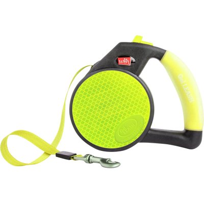 Wigzi Wigzi Nylon Reflective Retractable Gel Dog Leash, Yellow, Small: 13-ft long