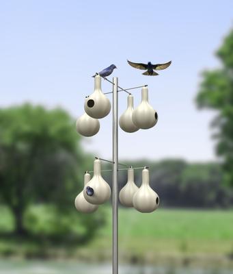 Show full view: Wild Bird Lovers Steel Gourd Pole Kit for 8 Gourds Purple Martin Bird House slide 3 of 3