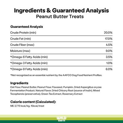 Show full view: Wild Earth Good Protein Dog Snacks with Koji Peanut Butter Flavor Crunchy Dog Treats, 5-oz bag slide 5 of 9