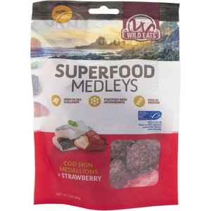 Wild Eats Cod Superfood Medallions Adult Strawberry Flavor Dog Treats, 3-oz bag
