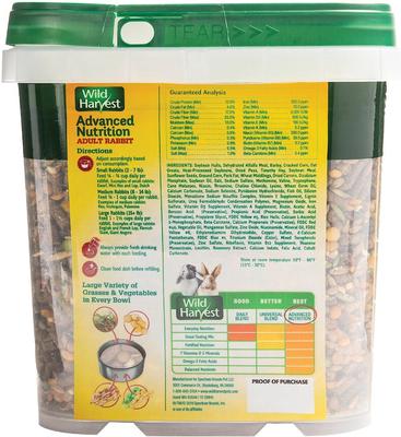 Show full view: Wild Harvest Advanced Nutrition Adult Rabbit Food, 4.5-lb tub slide 2 of 4