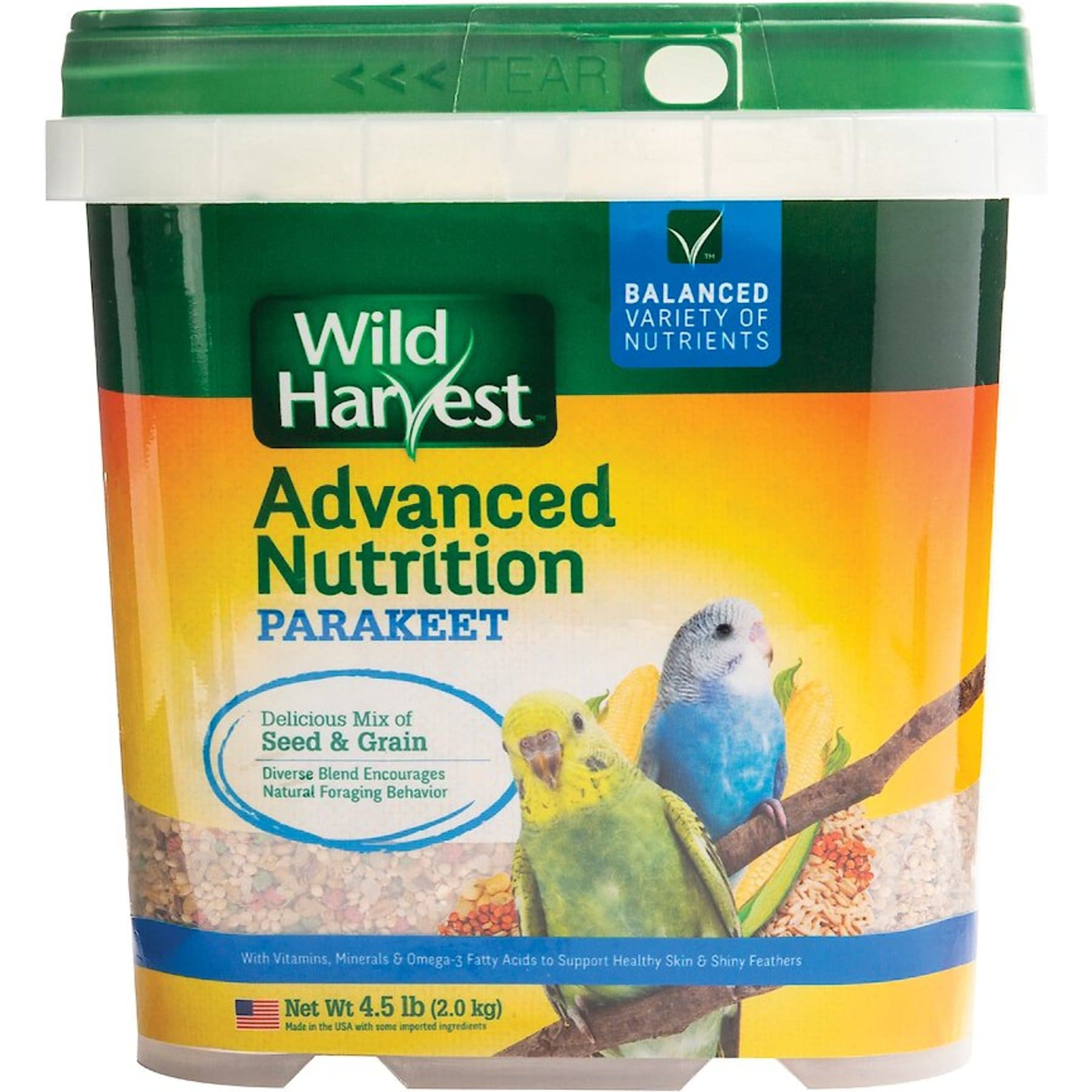 Wild Harvest Advanced Nutrition Diet Parakeet Food, 4.5-lb bag