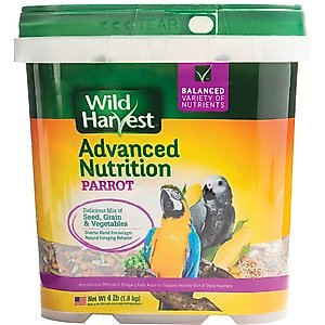 Wild Harvest Advanced Nutrition Diet Parrot Food, 4-lb tub