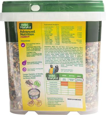 Show full view: Wild Harvest Advanced Nutrition Diet Parrot Food, 4-lb tub slide 2 of 8