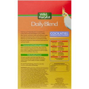 Wild Harvest Daily Blend Cockatiel Food, 32-oz bag