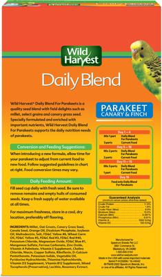 Show full view: Wild Harvest Daily Blend Parakeet Food, 2-lb bag slide 2 of 8