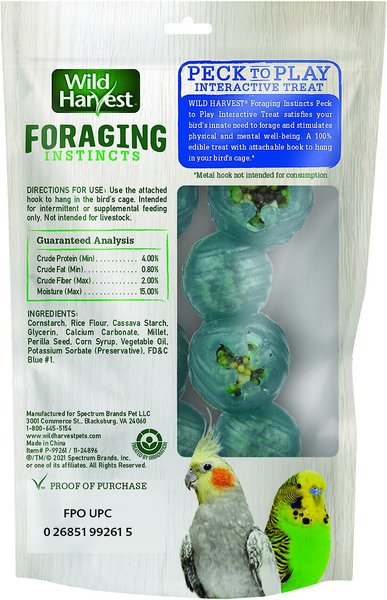 Wild Harvest Foraging Instincts Peck n' Play Interactive Small Bird Treat, 2-oz bag, 2 count