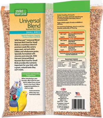 Show full view: Wild Harvest Universal Blend Small Bird Food, 3-lb bag slide 6 of 7