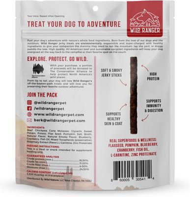 Show full view: Wild Ranger Beef, Sweet Potato, Pumpkin & Flaxseed with Real Superfoods Jerky Dog Treats, 8-oz bag slide 3 of 8
