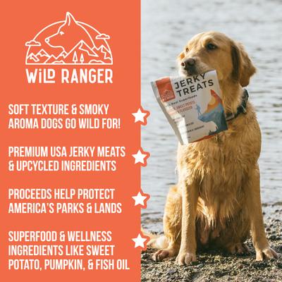 Show full view: Wild Ranger Chicken, Sweet Potato, Pumpkin & Flaxseed with Real Superfoods Jerky Dog Treats, 8-oz bag slide 4 of 9