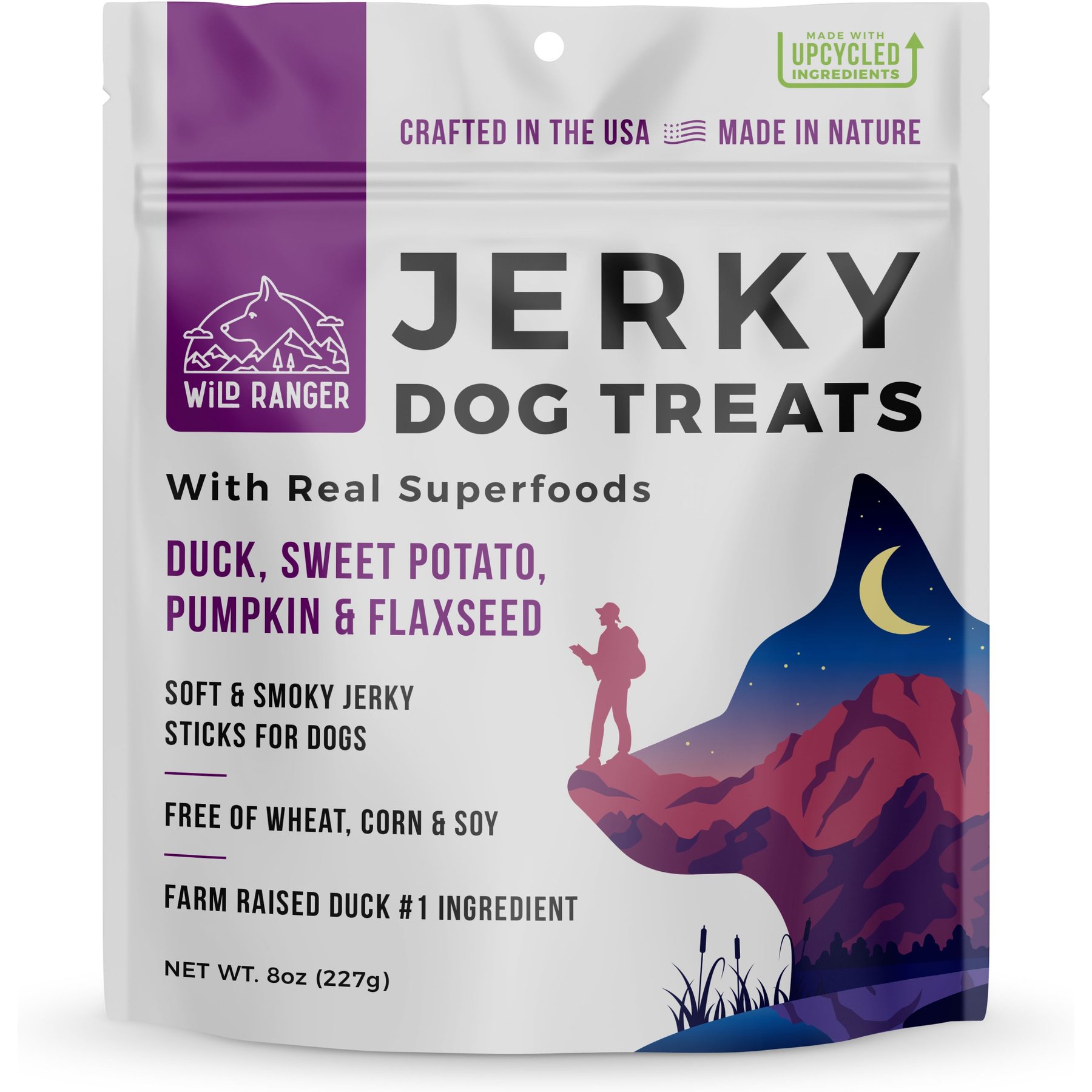 Wild Ranger Duck, Sweet Potato, Pumpkin & Flaxseed with Real Superfoods Jerky Dog Treats, 8-oz bag
