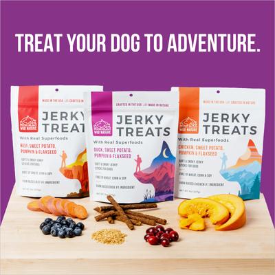 Show full view: Wild Ranger Duck, Sweet Potato, Pumpkin & Flaxseed with Real Superfoods Jerky Dog Treats, 8-oz bag slide 7 of 8