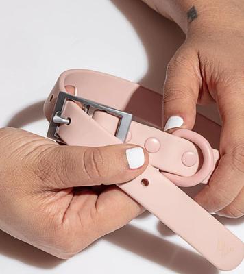 Show full view: Wild One Adjustable Waterproof Flex-Poly Coated Nylon Dog Collar, Blush, Large slide 3 of 10