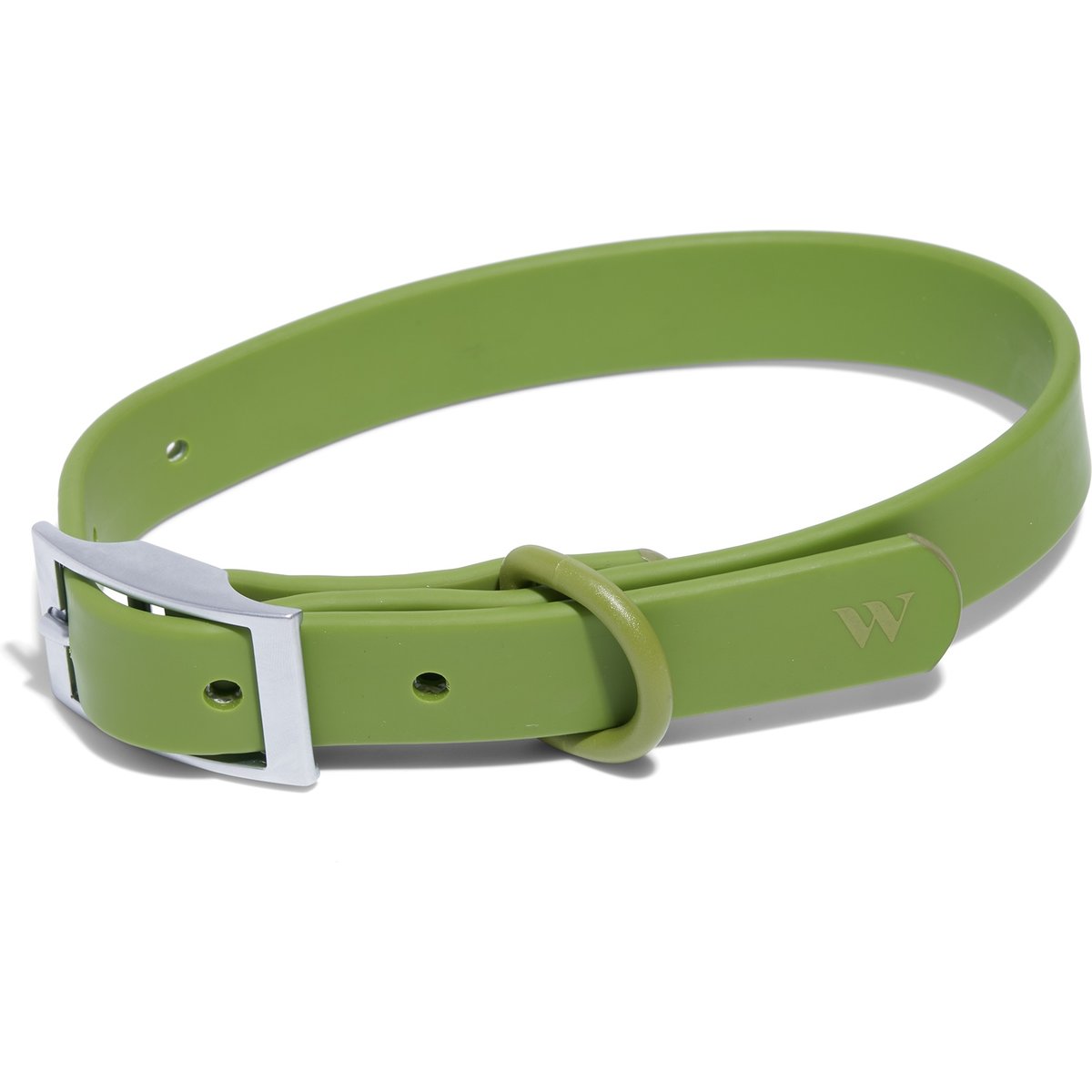 Wild One Adjustable Waterproof Flex-Poly Coated Nylon Dog Collar, Moss, Small