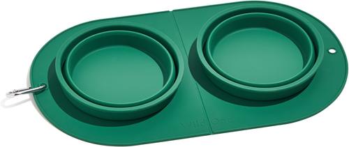 Show full view: Wild One Collapsable Travel Silicone Duo Dog Bowl, Spruce, 22-oz slide 4 of 7