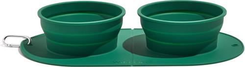 Show full view: Wild One Collapsable Travel Silicone Duo Dog Bowl, Spruce, 22-oz slide 2 of 7