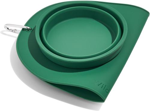 Show full view: Wild One Collapsable Travel Silicone Duo Dog Bowl, Spruce, 22-oz slide 7 of 7