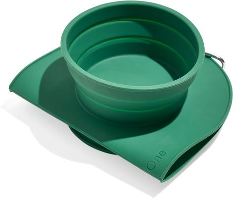 Show full view: Wild One Collapsable Travel Silicone Duo Dog Bowl, Spruce, 22-oz slide 6 of 7