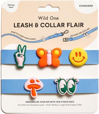 Show full view: Wild One Leash & Collar Flair Silicone Dog & Cat ID Tag, Standard, 5 count, Groovy slide 10 of 10