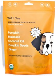 Wild One Organic Baked Pumpkin Spice Flavor Adult Crunchy Dog Treats, 8-oz bag, 60 count