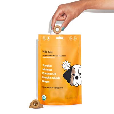 Show full view: Wild One Organic Baked Pumpkin Spice Flavor Adult Crunchy Dog Treats, 8-oz bag, 60 count slide 3 of 5