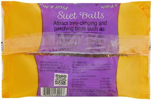 Show full view: Wildlife Sciences Fruit & Nut Suet Balls Wild Bird Food, 6 count slide 2 of 8