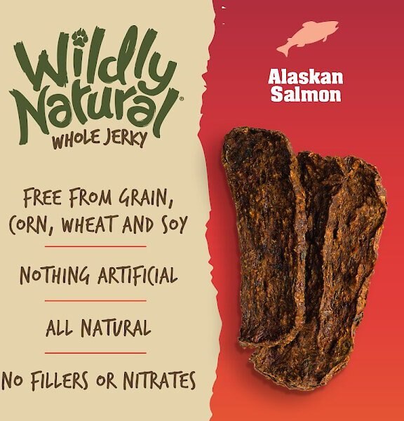 Wildly Natural Whole Jerky Alaskan Salmon Grain-Free Dog Treats, 5-oz bag