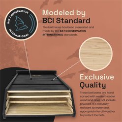 WildYard 3 Chamber Big Bat Box House, 27x 15.5 x 6.5-in, Black slide 2 of 9