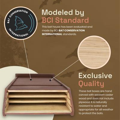 Show full view: WildYard 3 Chamber Big Bat Box House, 27x 15.5 x 6.5-in, Brown slide 7 of 9