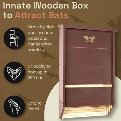 Show full view: WildYard 3 Chamber Big Bat Box House, 27x 15.5 x 6.5-in, Brown slide 5 of 9