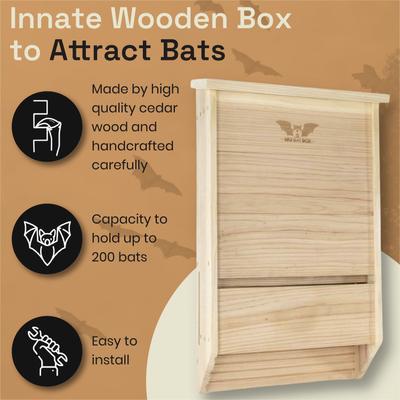 Show full view: WildYard 3 Chamber Big Bat Box House, 27x 15.5 x 6.5-in, Cedar slide 5 of 9