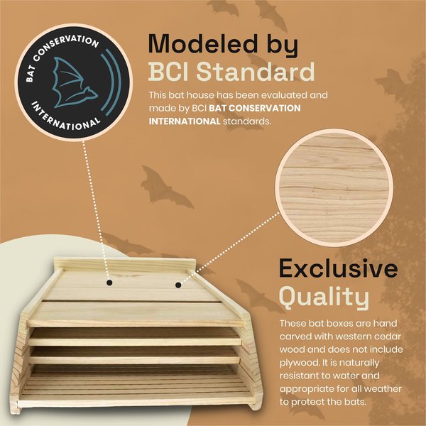 Show full view: WildYard 3 Chamber Big Bat Box House, 27x 15.5 x 6.5-in, Cedar slide 7 of 9