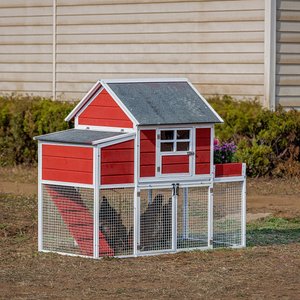 Win World Blooming Chicken Coop, 3 to 4 Chicken Capacity, Red & White