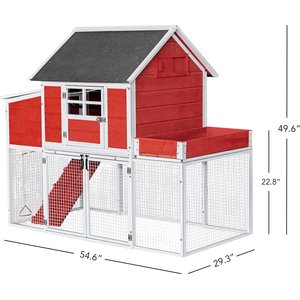Win World Blooming Chicken Coop, 3 to 4 Chicken Capacity, Red & White